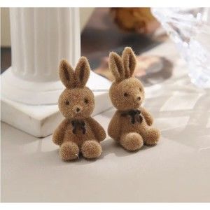 3D Brown Fuzzy Easter Bunnies Bunny Rabbits Earrings